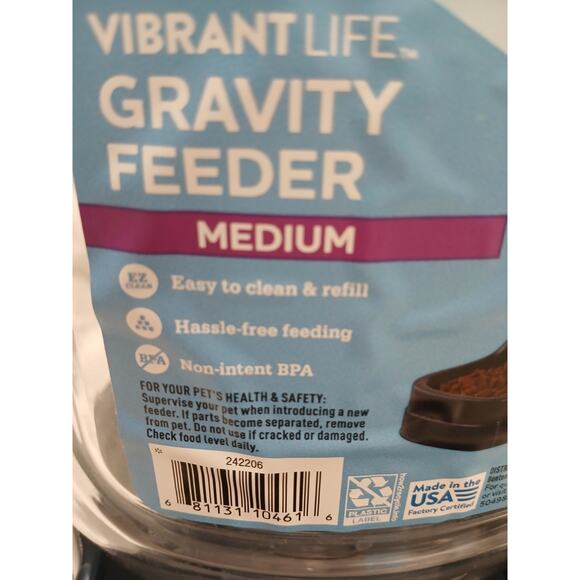 Vibrant Life Gravity Pet Feeder Sz Medium Dog Cat Water Food Dispenser Portable - Picture 5 of 16